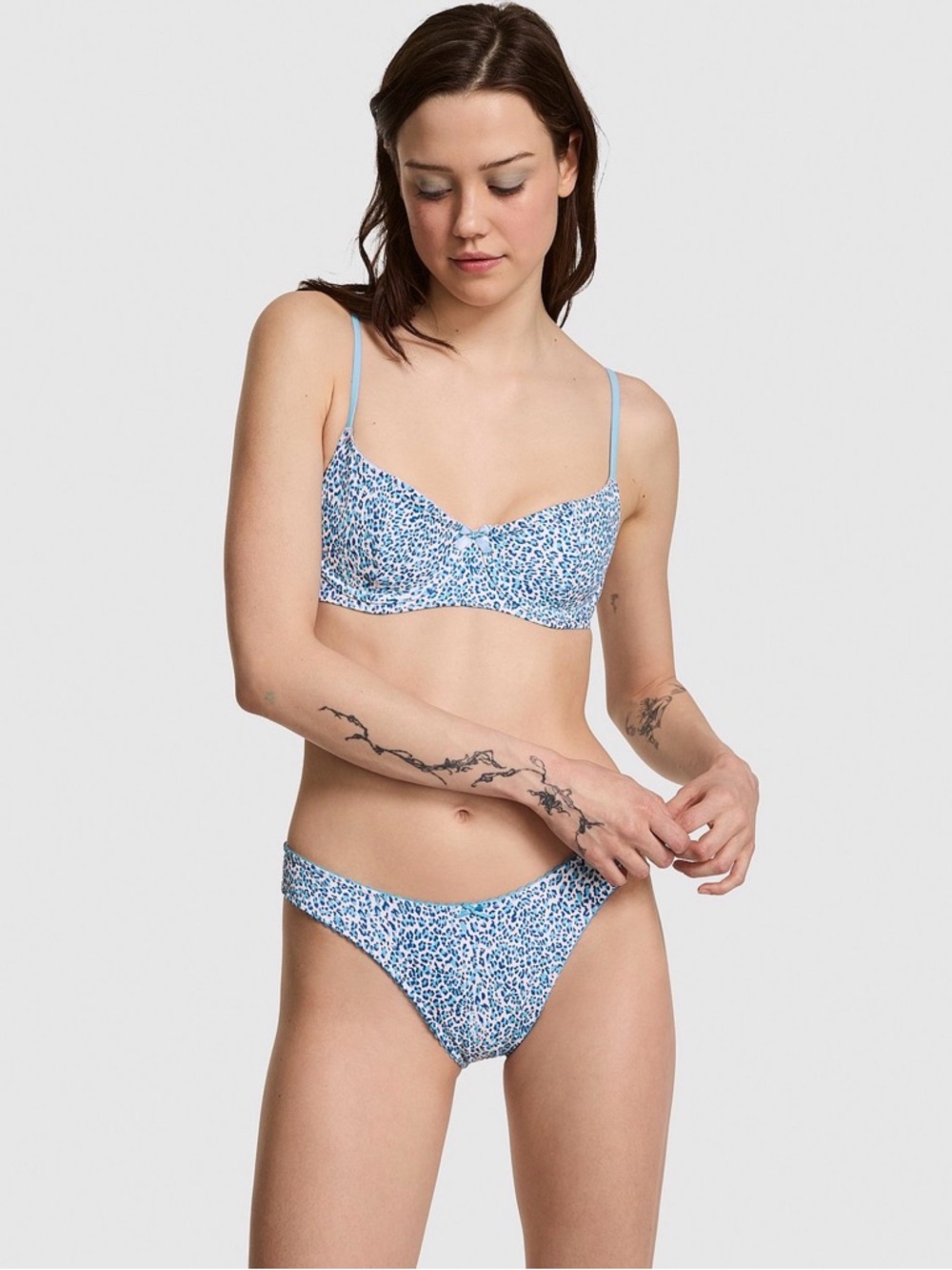NWT 🌀🩵 VS PINK Blue Leopard Bikini Set - Picture 2 of 15